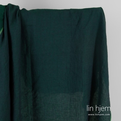 Linstoff blågrønt mønstret vasket