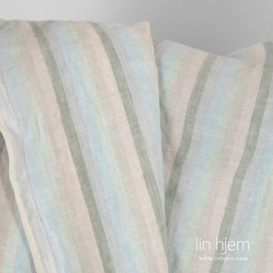 Linstoff stripet vasket passer til å sy klær og hjemmetekstiler
