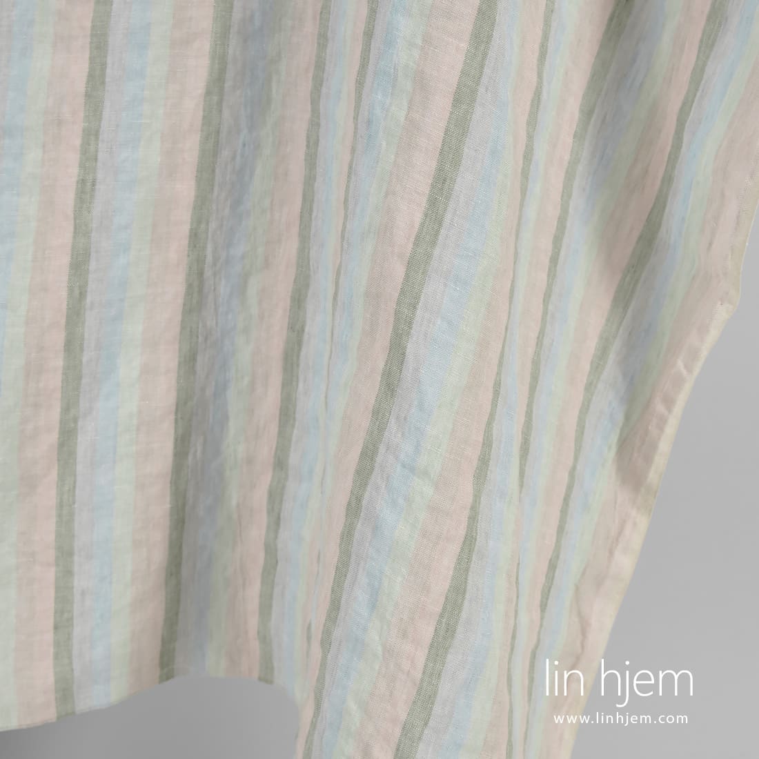 Linstoff stripet spesielt vasket, mykt, skånsomt