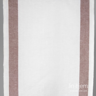 Linbomull optisk hvitt stoff med brune striper