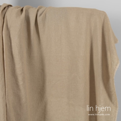 Linstoff mørk beige skinnende vasket
