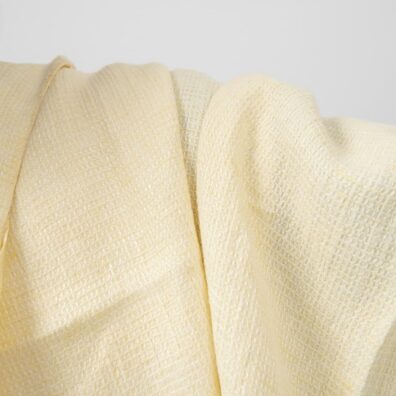 Blek gul vaffel linstoff, vasket, egnet for morgenkåper og håndklær