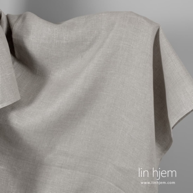 Linstoff melkehvit og naturlig grå mønstret