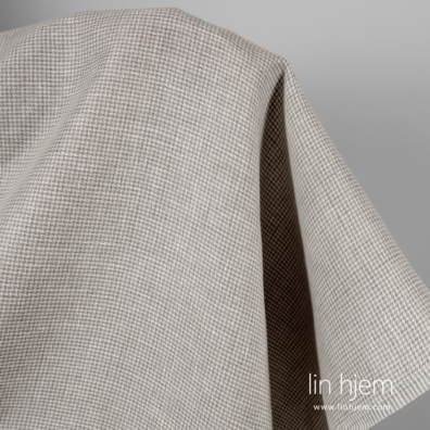 Linstoff melkehvit og naturlig grå mønstret 150cm bred