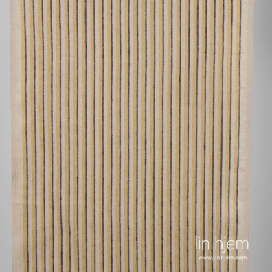 Smalt linstoff i brune, gule striper