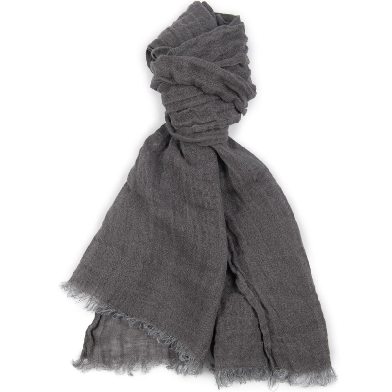 FINO m&oslash;rkegr&aring;tt lin sjal