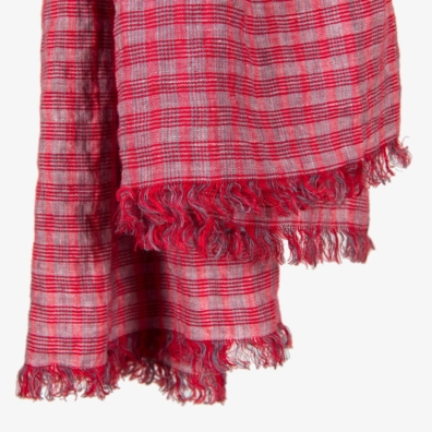 VEGA rødt lin sjal med frynser