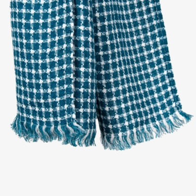 ULTRA mørk turkis linsjal med frynser