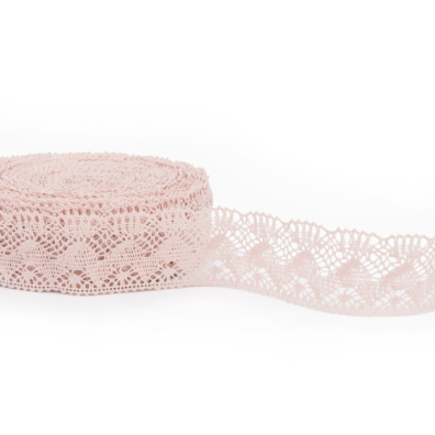 Blonde i lin rose med bølgermønster 4,5cm bred