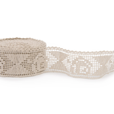 Blonde i lin naturgrå med husmønster 7,5cm bred