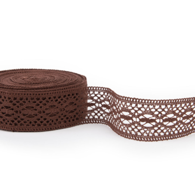 Blonde i lin brun med geometrisk mønster 5,5cm bred