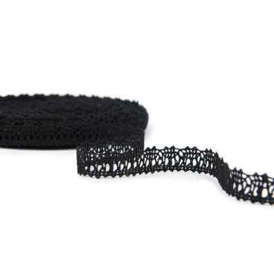 Blonde i lin svart med geometrisk mønster 1,3cm bred