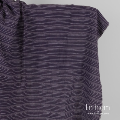 Linstoff stripet mørkeblå vasket