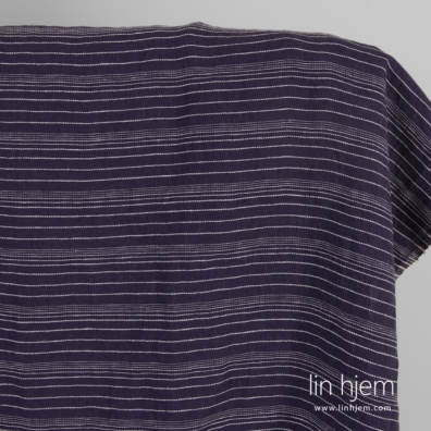 Linstoff stripet mørkeblå vasket, mykt, skånsomt