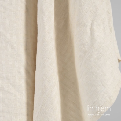 Lin bomull stoff kremfarget mønstret vasket