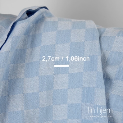 Linbomullsstoff rutete fin mønstret vevd av lyseblått og blågrått garn