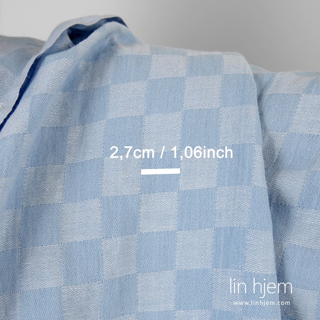 Linbomullsstoff rutete fin mønstret vevd av lyseblått og blågrått garn