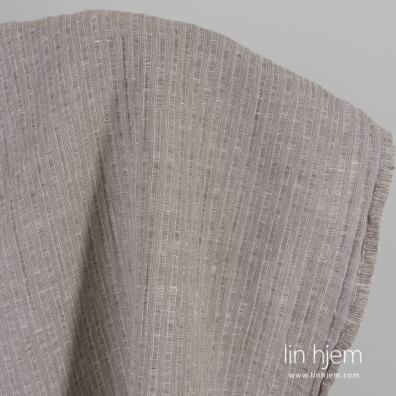 Halvlin stoff brunlig stripete vasket, mykt, skånsomt