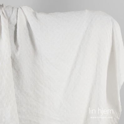 Linstoff knall hvit mønstret vasket