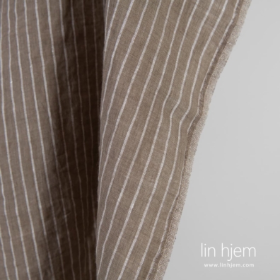 Linstoff brunlig stripete vasket, mykt, skånsomt