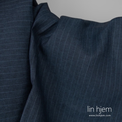 Linstoff blåstripet melange, 150cm bredt