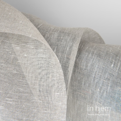 Gjennomsiktig linstoff vevd av hvit og naturlig grått (ufarget) garn, melange