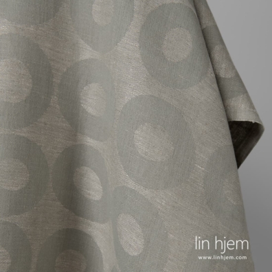 Grått lin-bomull stoff med sirkler