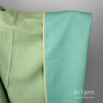 Lin-bomull stoff grønnblått dobbeltsidig