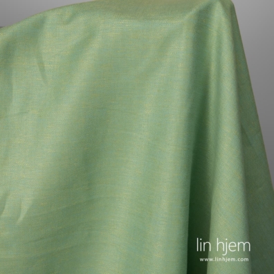 Lin-bomull stoff dobbeltsidig vevd av lysegrønt og turkis garn