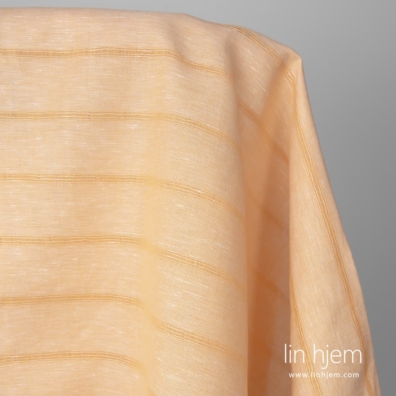 Gulstripet halvlinstoff vevd av oransje gult og hvitt garn