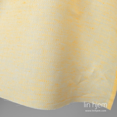 Lin-bomull stoff mønstret vevd av gult og hvitt garn