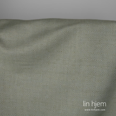 Lin-bomull stoff med grågrønne romber