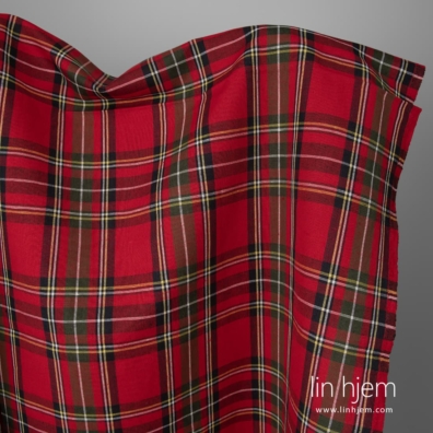 Rødrutete lin bomullstoff