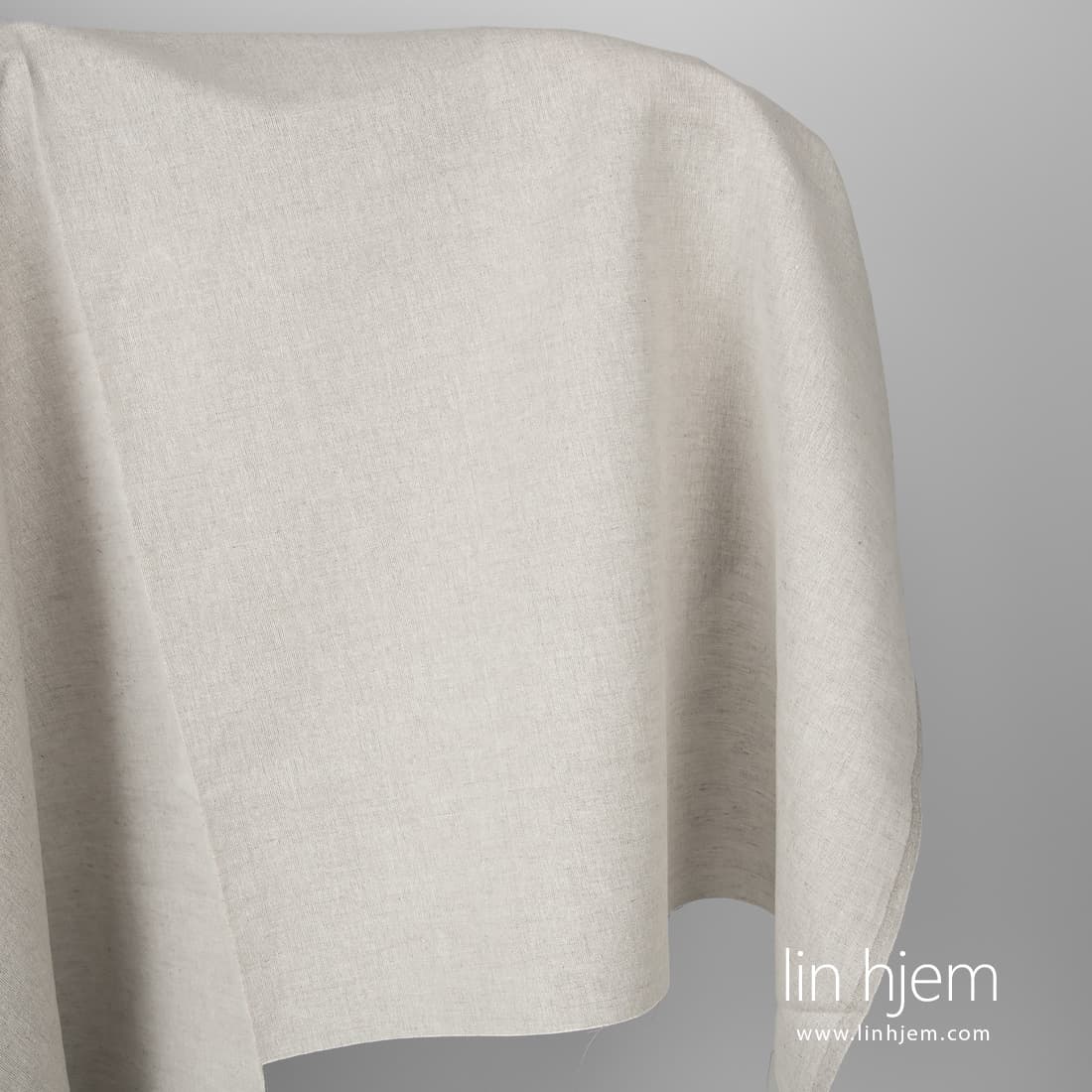 Lin-bomull stoff naturlig grått - hvitt