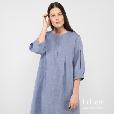 Blå knelang linkjole