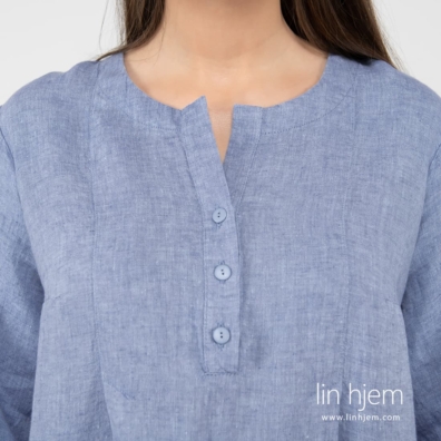 Blå linkjole med lukking foran