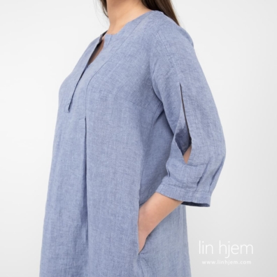 ADELAIDE blå linkjole med sidelommer