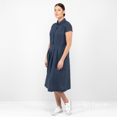 NICOLE mørkeblå linkjole med sidelommer