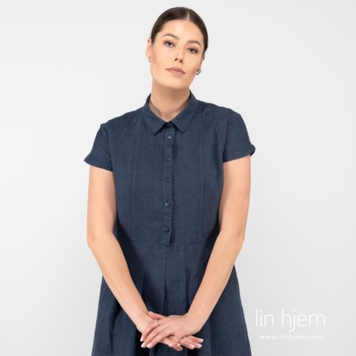 NICOLE mørkeblå linkjole med korte ermer