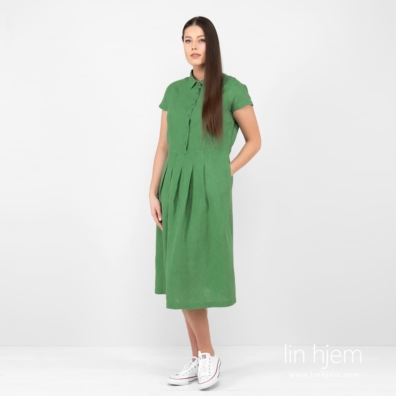 NICOLE grønn linkjole med korte ermer