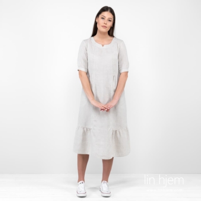 LEONA lys grå linkjole