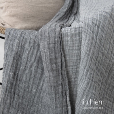 Lin pledd grått spesielt vasket, mykt, skånsomt