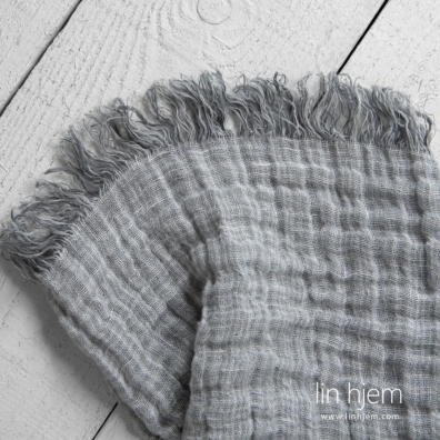 FOCUS lin pledd grått med 5cm frynser