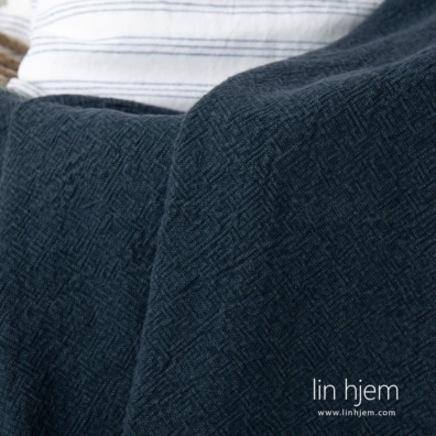 MAMBA lin pledd mørkeblått spesielt vasket, mykt, skånsomt