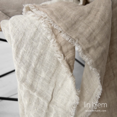 FARGO lin pledd beige tosidig, dobbeltlags