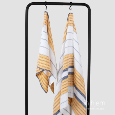 KORA hvitt halvlin håndkle med striper med løkke