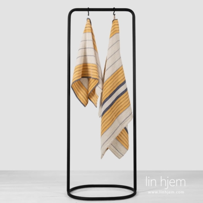 KORA beige halvlin håndkle med striper