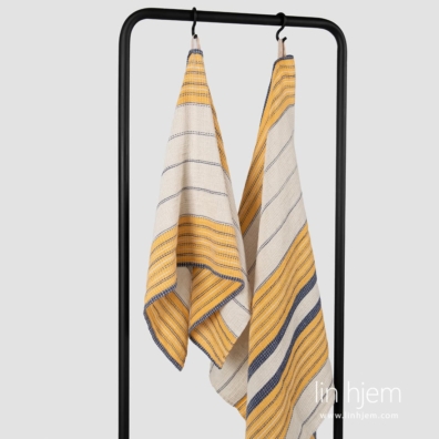 KORA beige halvlin håndkle med striper med løkke