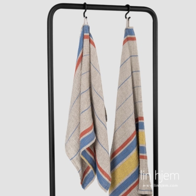 ZELDA beige halvlin håndkle med striper med løkke