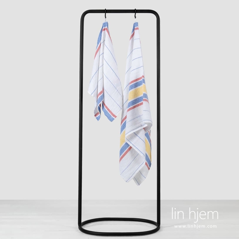 ZELDA hvitt halvlin h&aring;ndkle med striper